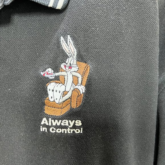 VTG ๐ Warner Bros Studio Men Polo Shirt Bugs Bunny Always in Control - Picture 2 of 11